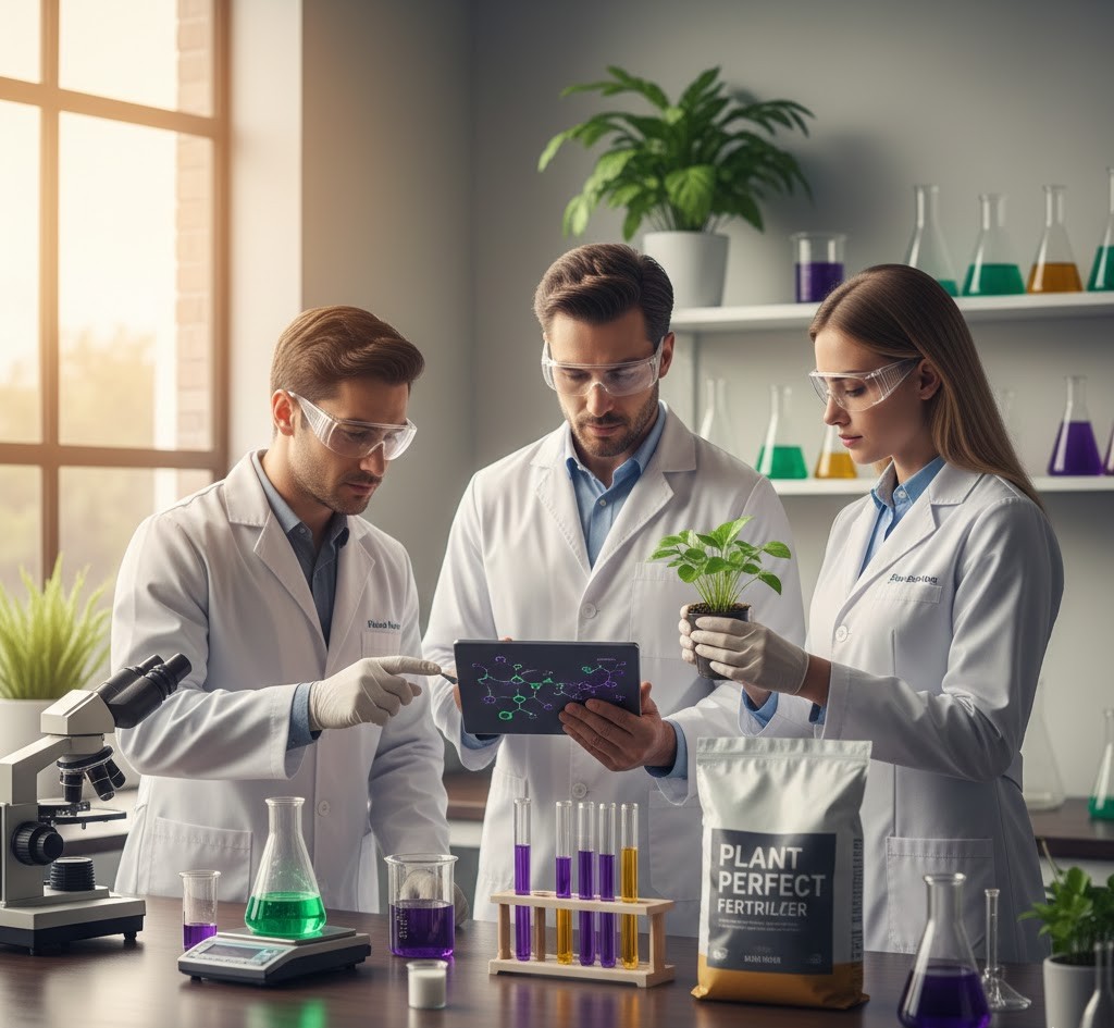 Our team working on fertilizer formulas